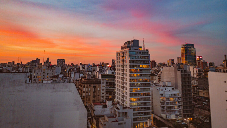 Buenos Aires skyline at sunset
